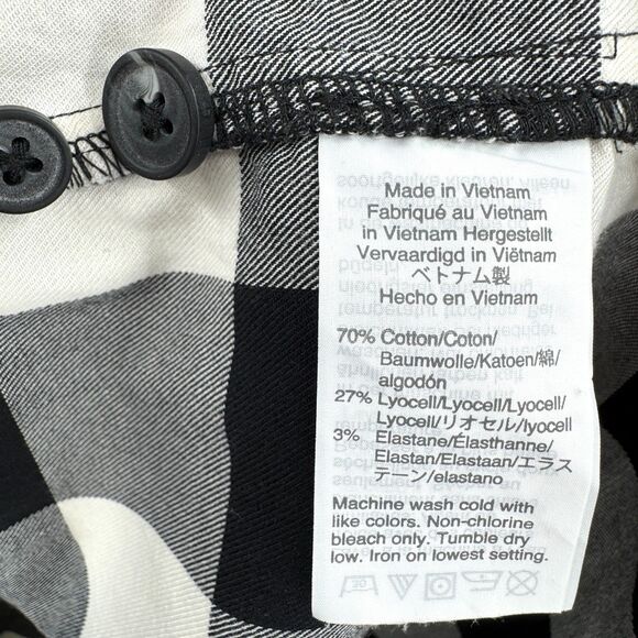 MADEWELL Black White Buffalo Plaid Button Down Shirt Jacket Shacket Size S Small - Picture 7 of 7